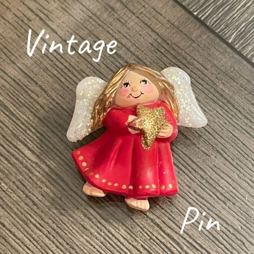 Vintage S. Lehman Red Dress Angel Pin - Brooch Designed for Fun World 1990’s